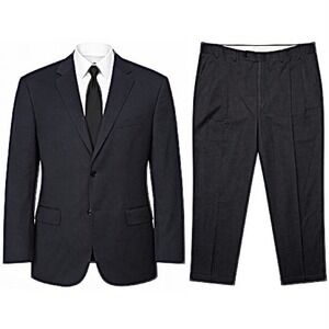 Oscar De La Renta Suit Mens 44R 36x30 Charcoal Gray Wool Smartsuit Professional